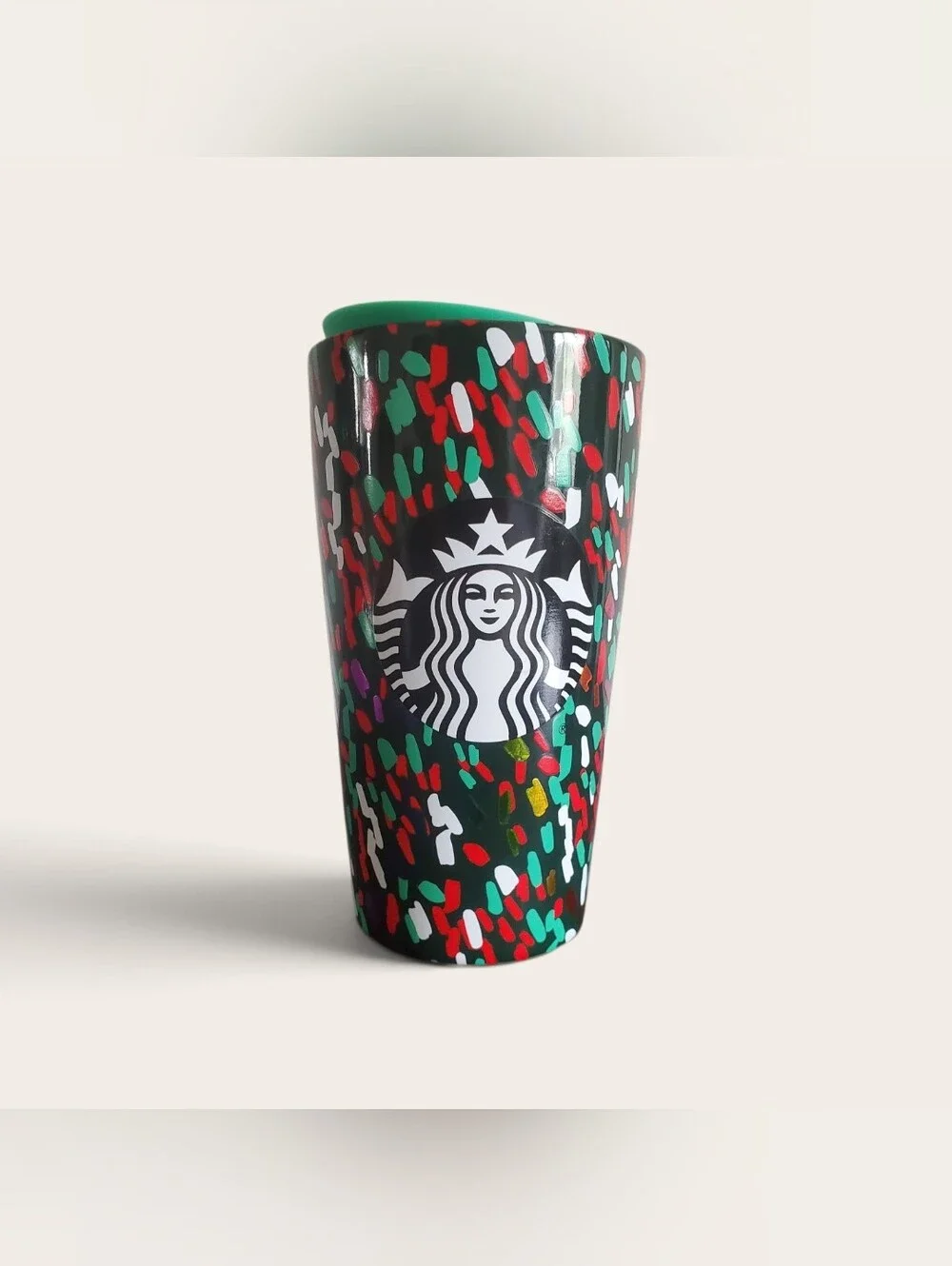 NEW Starbucks 2019 Holiday Green Confetti Double Wall Ceramic Hot Cup 12oz